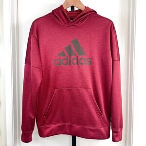 adidas Climawarm Mens Logo Front Hoodie - Red Black, Size M